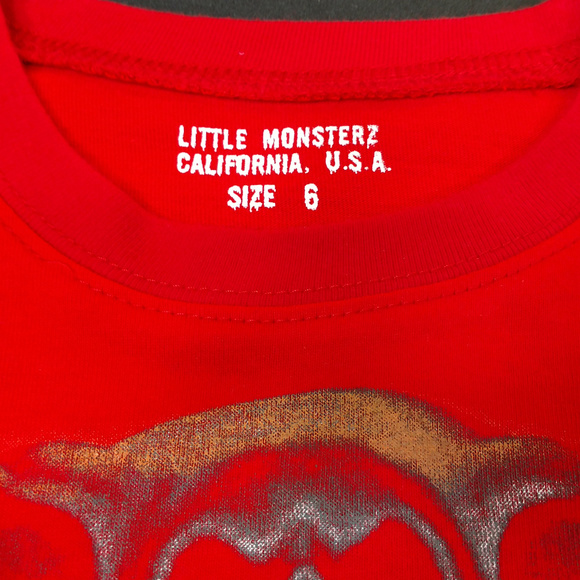 Little Monsters Skull Red Graphic Tee Sz 6 T-Shirt - Picture 7 of 8